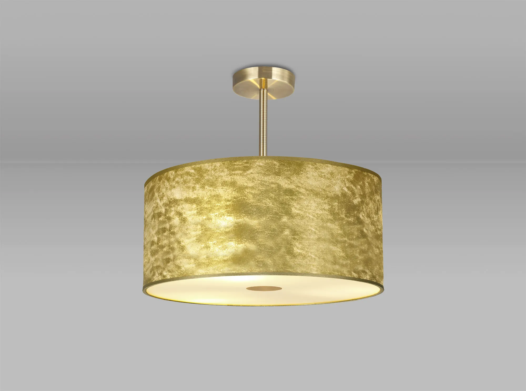 Baymont 50cm Semi Flush 5 Light Antique Brass, Gold Leaf, Frosted Diffuser DK0848  Deco Baymont AB GL
